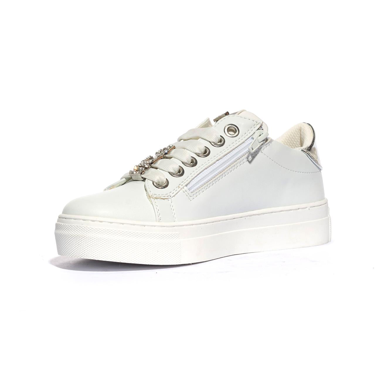 4US 42740 WHITE SILVER Sneakers Bambina 