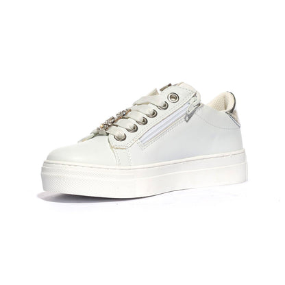 4US 42740 WHITE SILVER Sneakers Bambina 