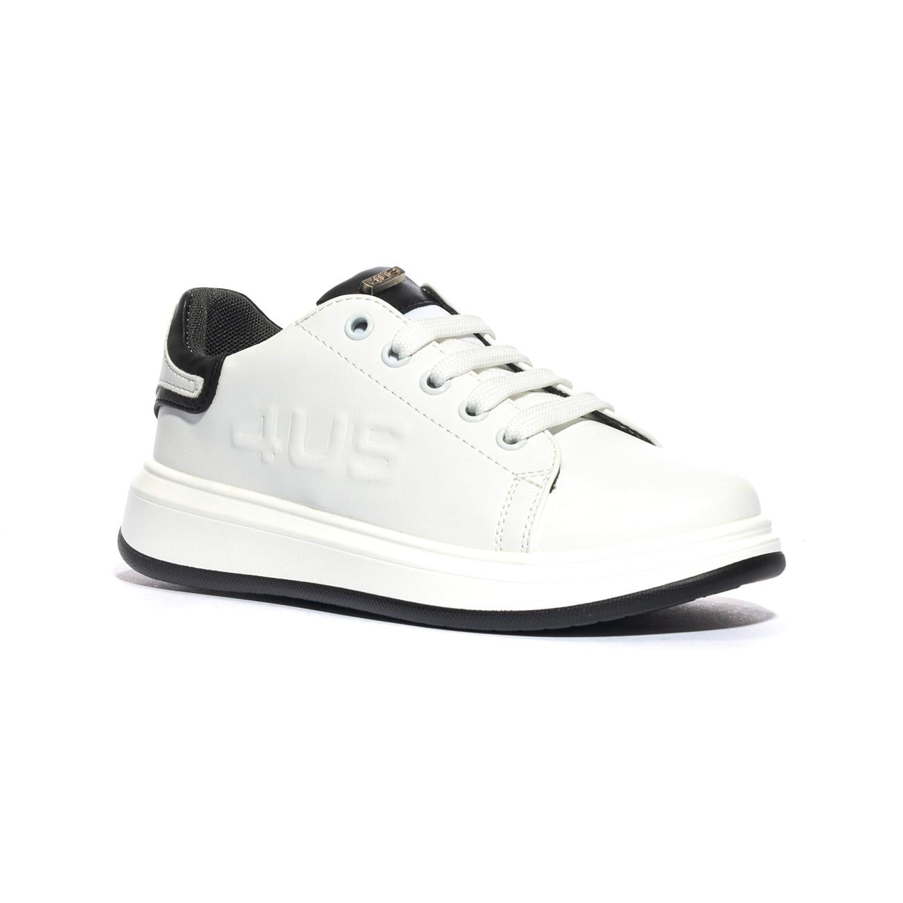 4US 43050 WHITE BLACK Sneakers Bambino 
