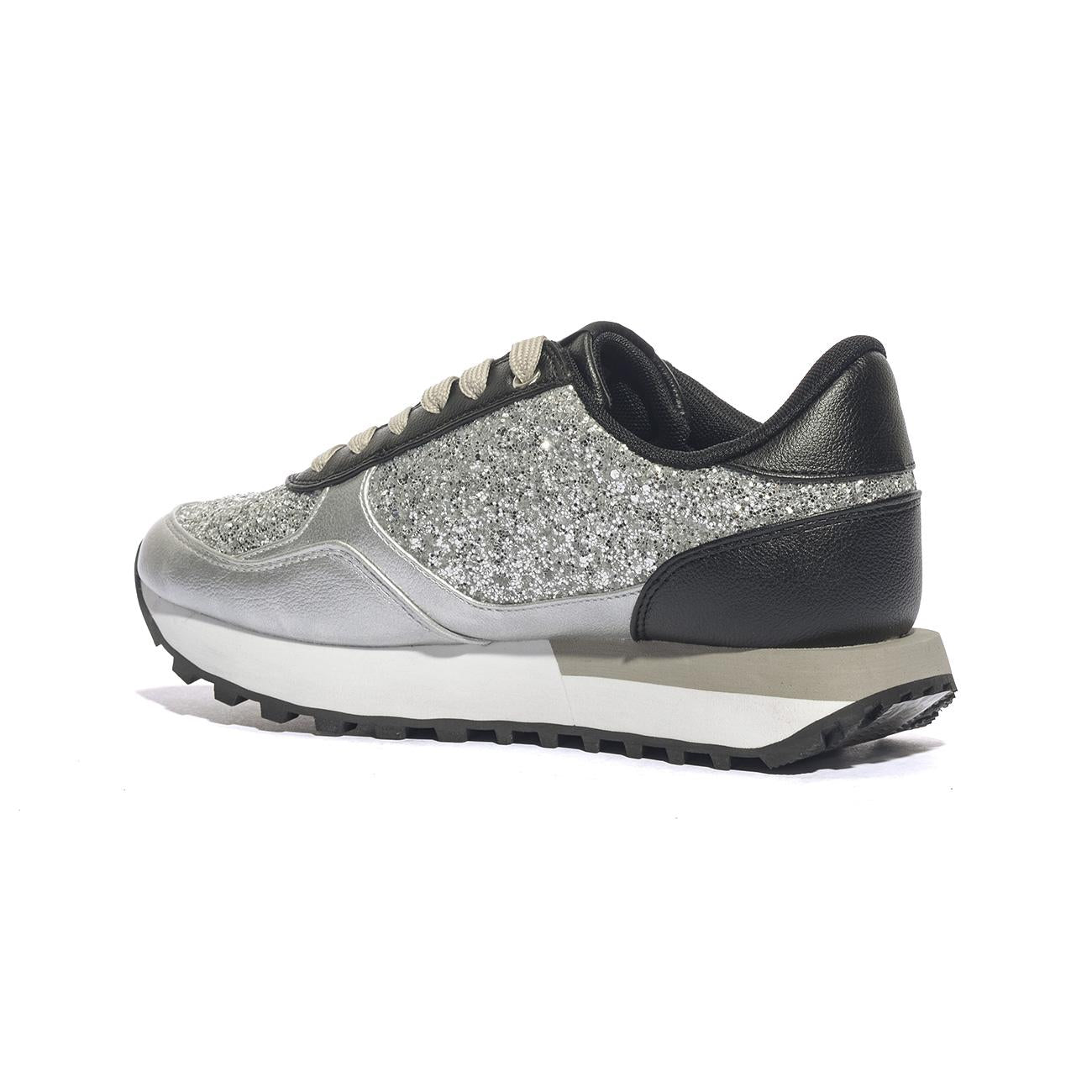 Sneakers liu Jo EVELY Grigie BF5057EX015S1S01GLITTER SILVER BLACK LIUJO