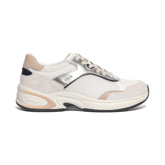 GEOX D65YLA 014BN WHITE SILVER  C0007 Sneakers Donna 