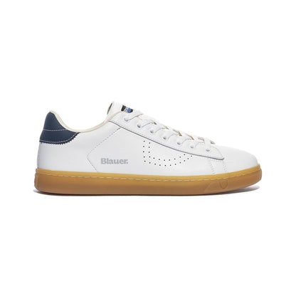BLAUER S6LOWELL01 LEA WHITE NAVY Sneakers Uomo 