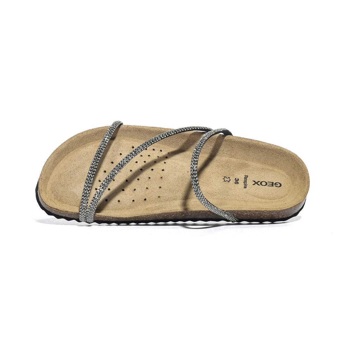 GEOX D55Y3C 000SD BLACK SILVER  C0039 Sandali Donna 