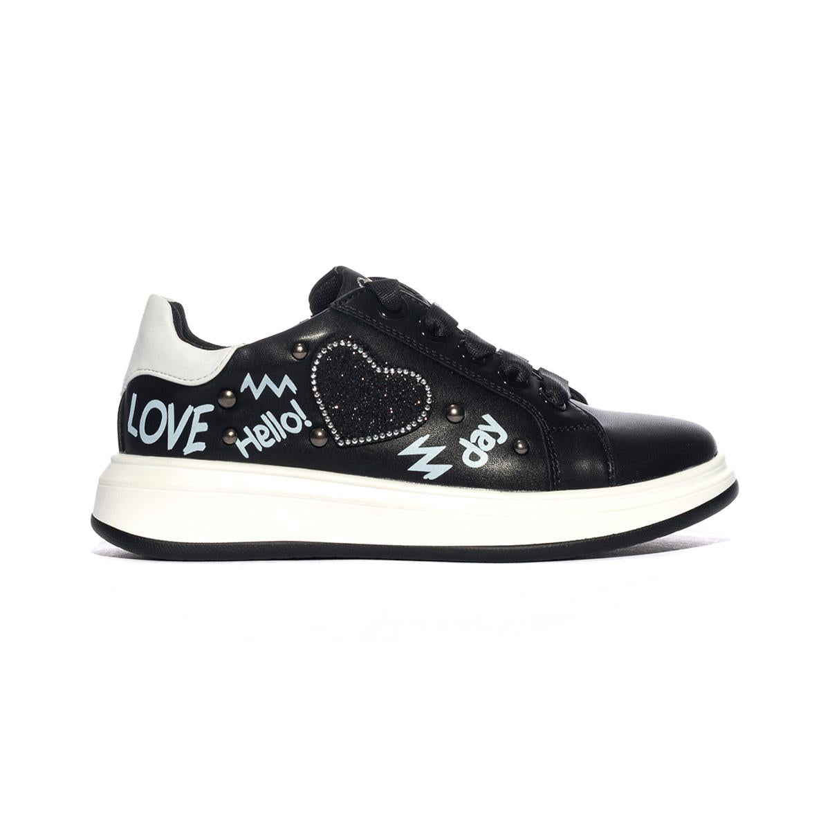 ASSO AG14084 BLACK WHITE Sneakers Bambina 