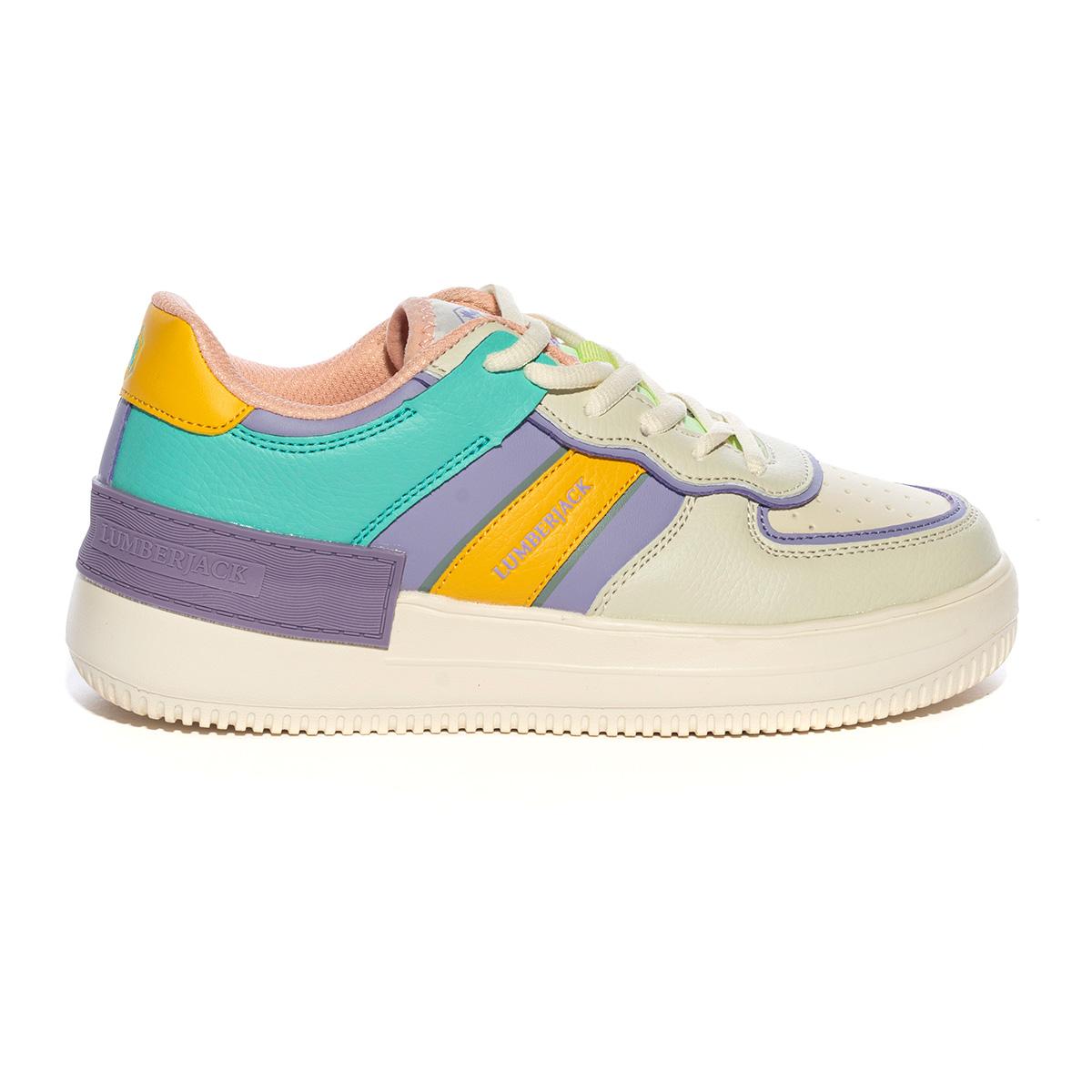 LUMBERJACK SWG1611-001 WHITE VIOLET ORANGE M1196 Sneakers Donna 