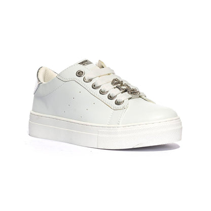 4US 42740 WHITE SILVER Sneakers Bambina 