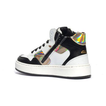 4US 43062 BLACK WHITE Sneakers Bambina 