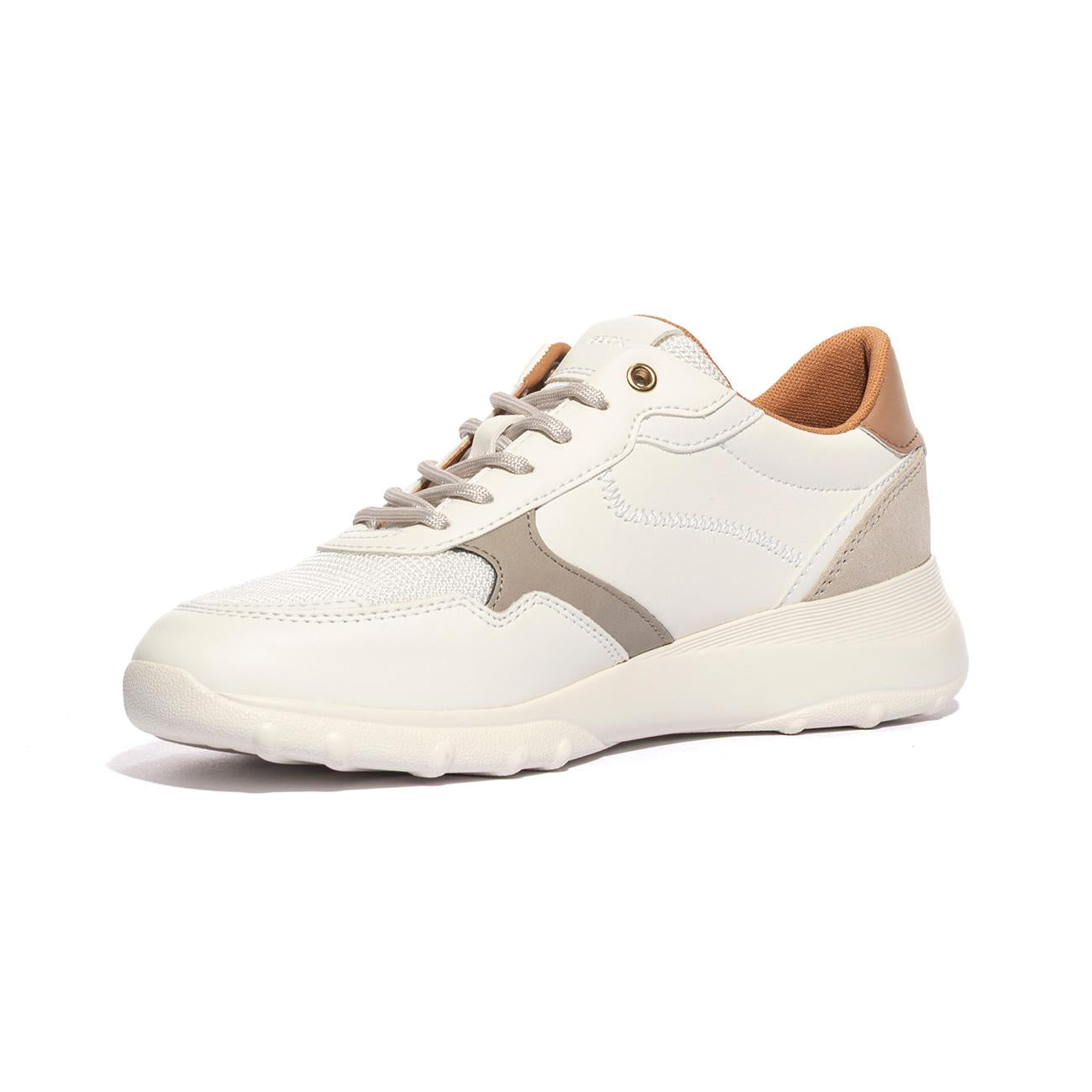 Sneakers Geox Alleniee Bianche D55LPAOPTIC WHITE LT TAUPE C1RH6 GEOX