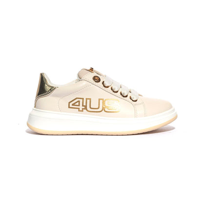 4US 42706 CREMA BEIGE GOLD Sneakers Bambina 