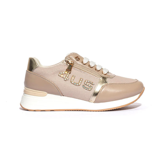 4US 42770 CORDA BEIGE GOLD Sneakers Bambina 
