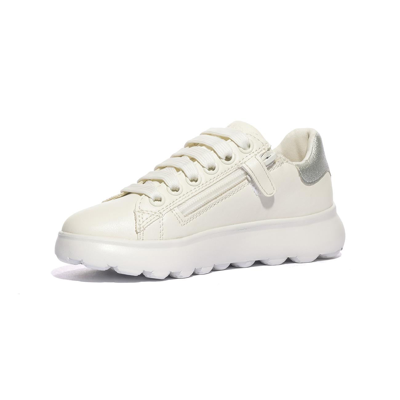 GEOX J55MRA 000BC WHITE SILVER  C0007 Sneakers Bambina 