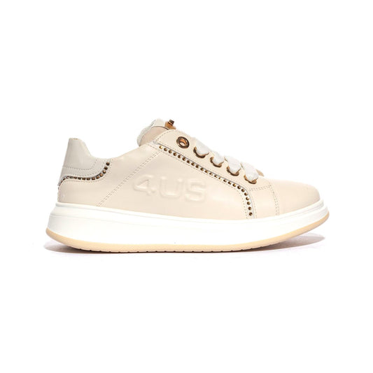 4US 42703 CREMA BEIGE Sneakers Bambina 