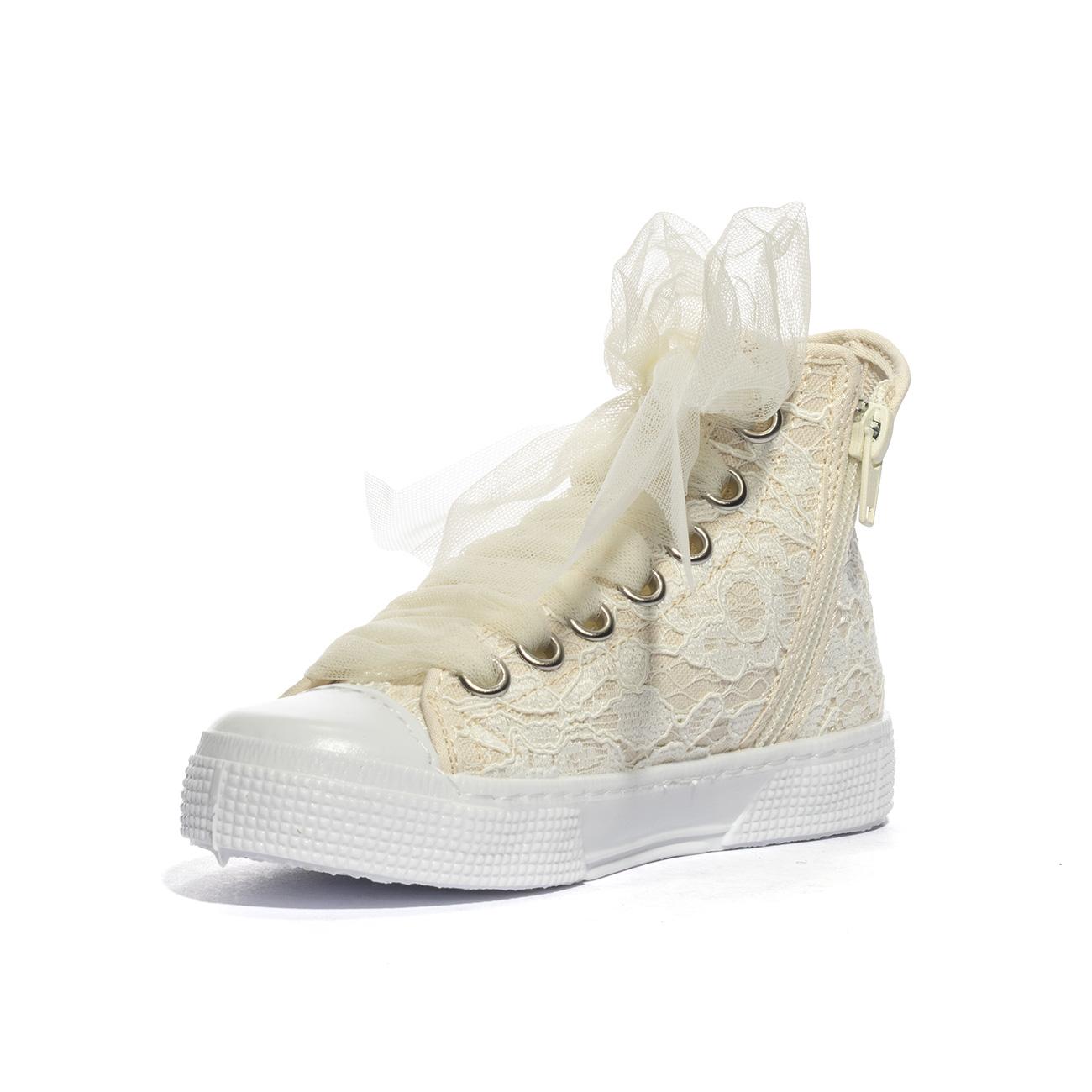 DXO C88 PIZZO ECRU Sneakers Bambina 
