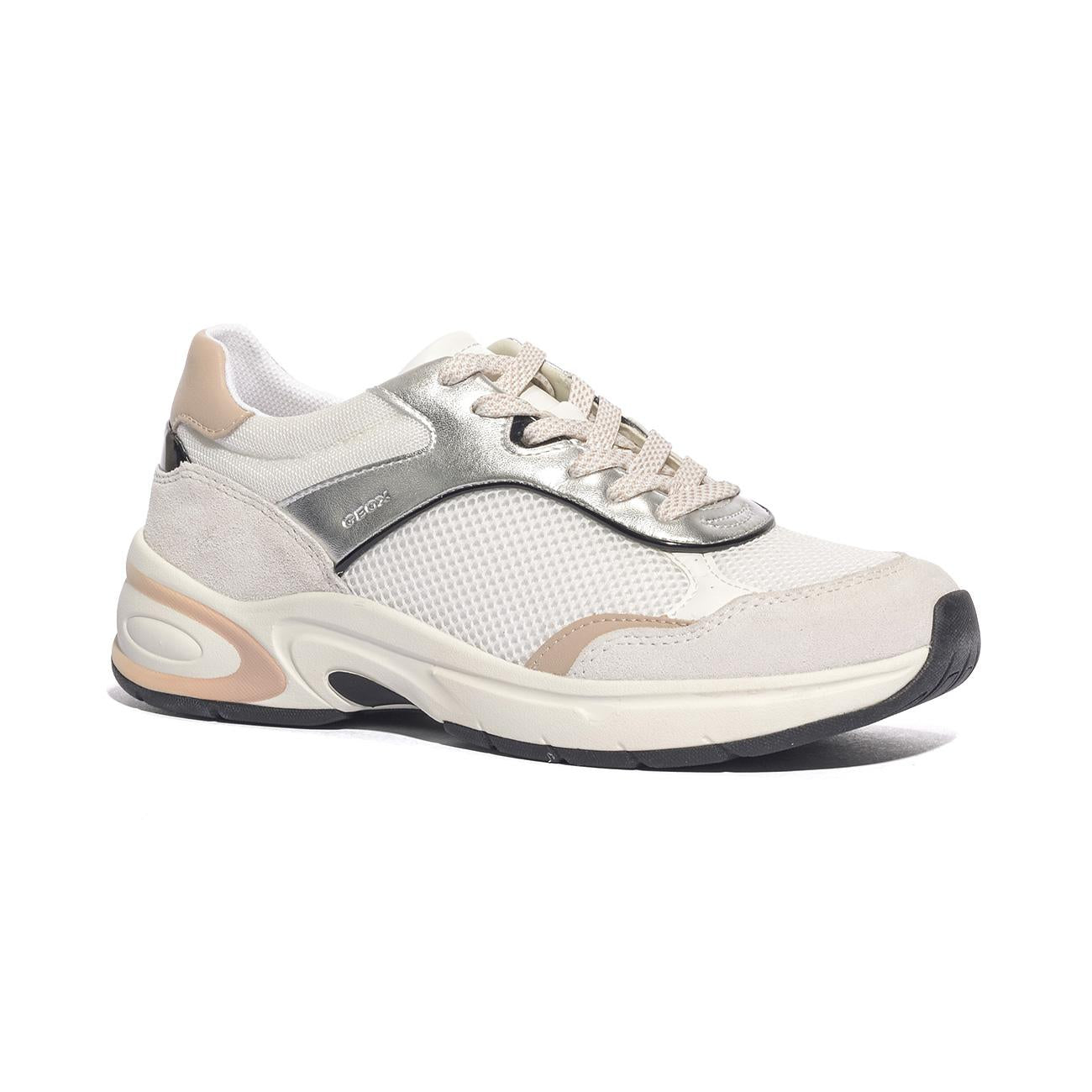 GEOX D65YLA 014BN WHITE SILVER  C0007 Sneakers Donna 