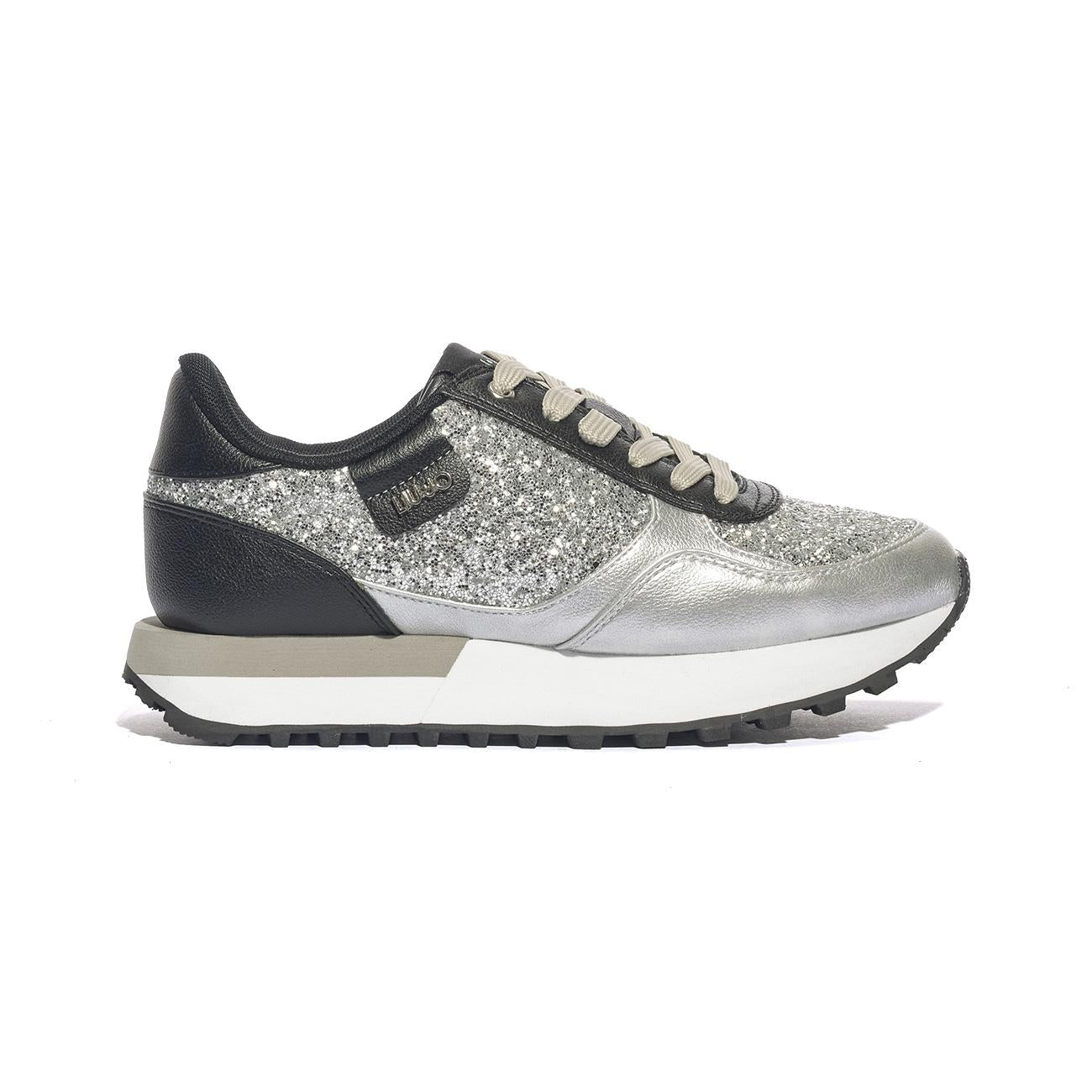 LIUJO BF5057EX015S1S01 GLITTER SILVER BLACK Sneakers Donna 