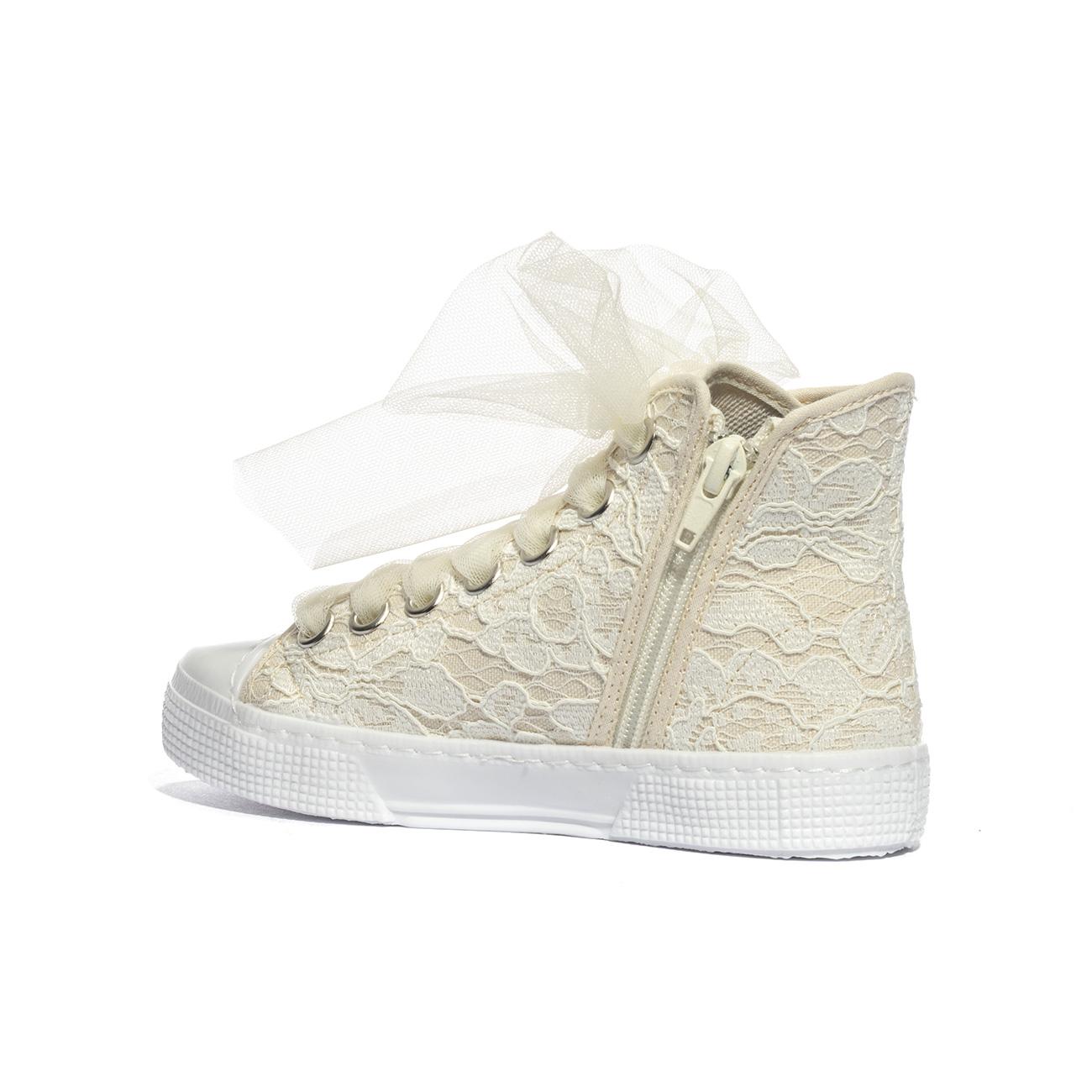 DXO C88 PIZZO ECRU Sneakers Bambina 