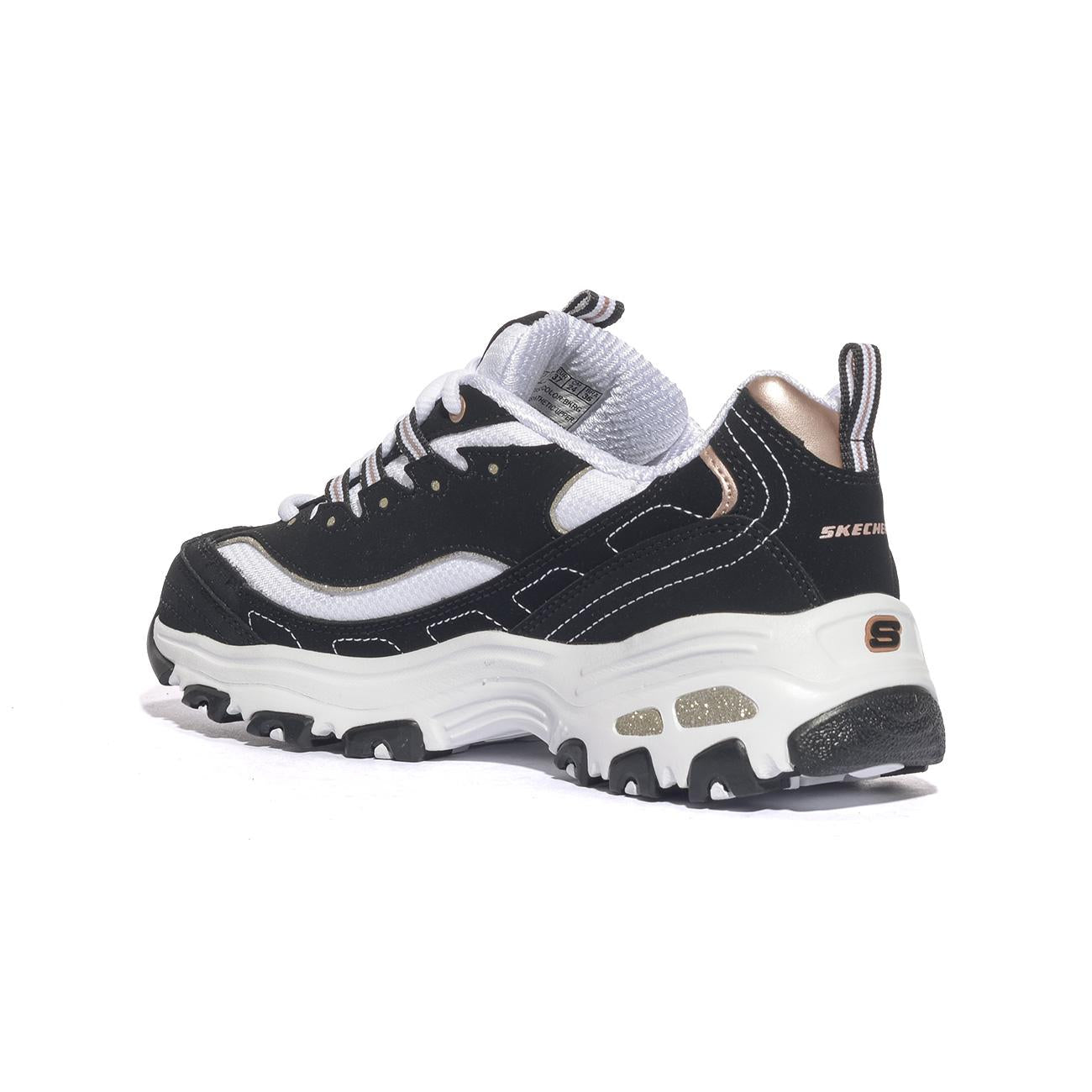 Sneakers Skechers D'LITES-DEVOTED FAN Bianche nere 13154BKRG SKECHERS