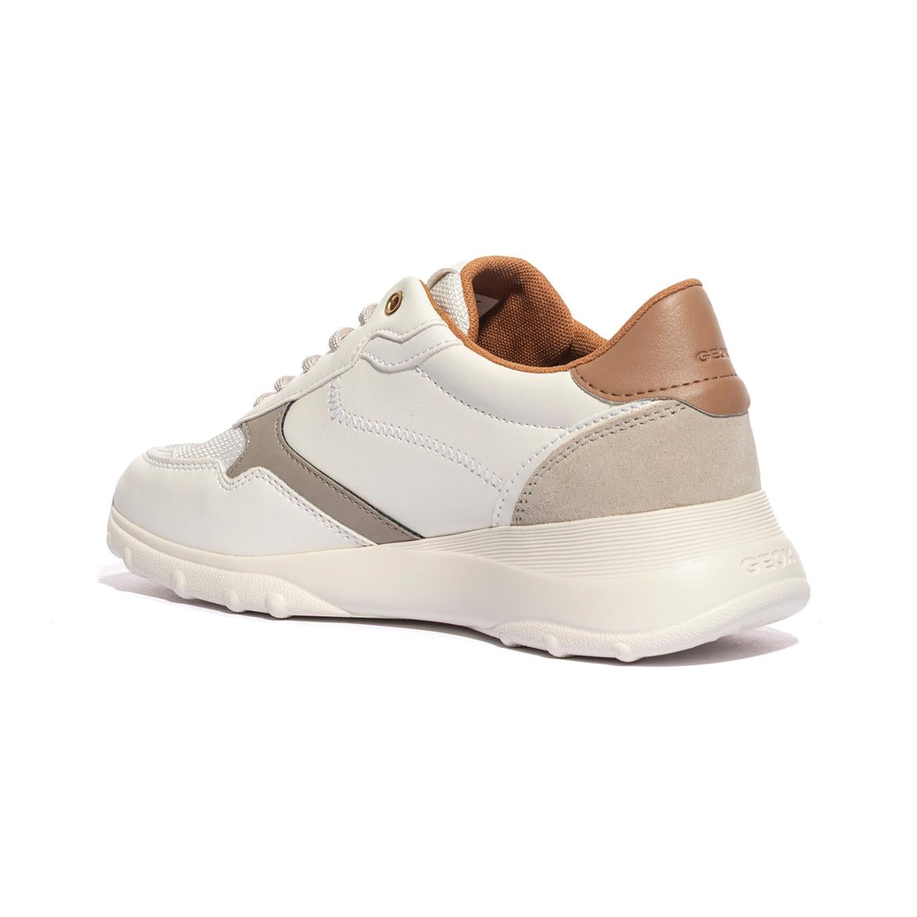 Sneakers Geox Alleniee Bianche D55LPAOPTIC WHITE LT TAUPE C1RH6 GEOX