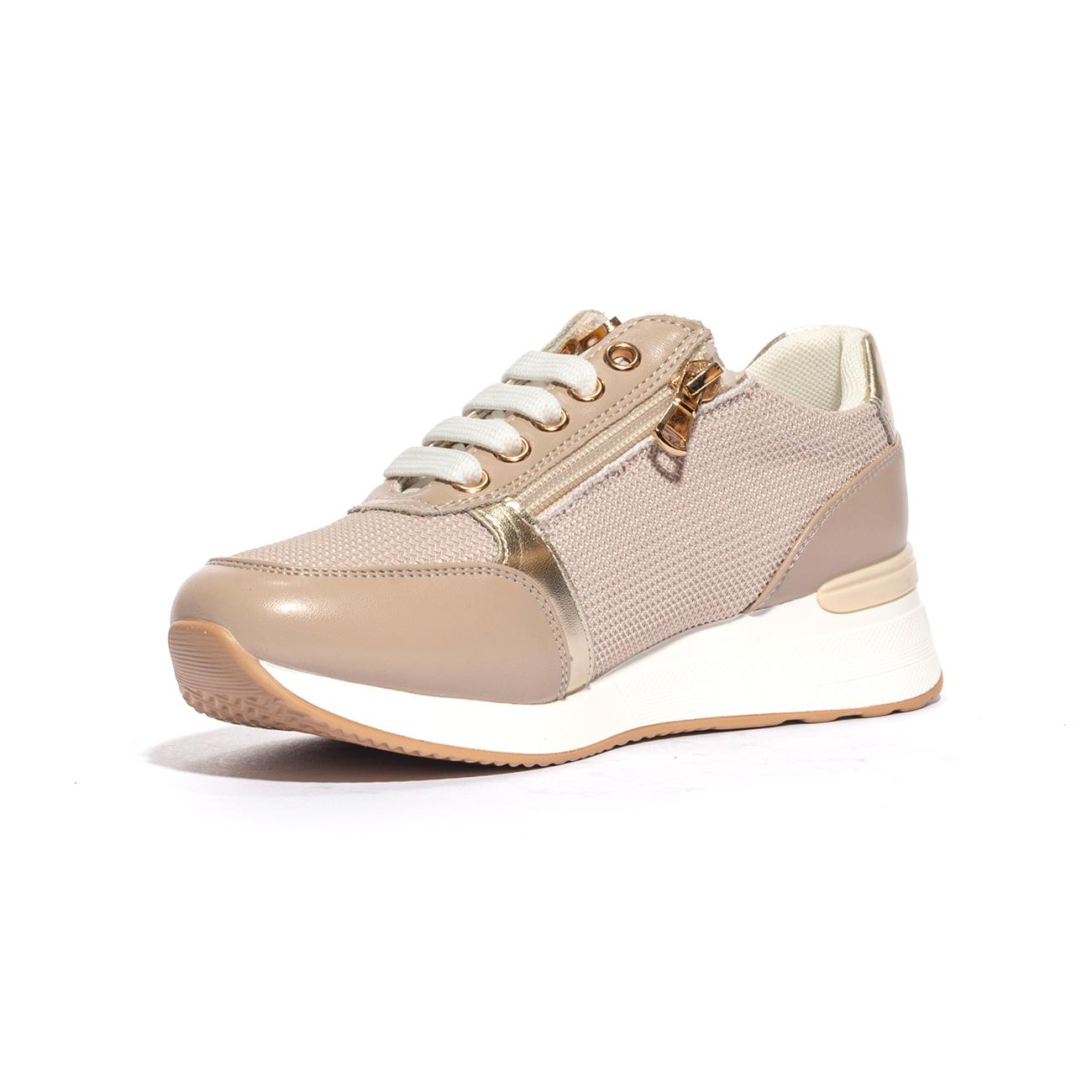4US 42770 CORDA BEIGE GOLD Sneakers Bambina 