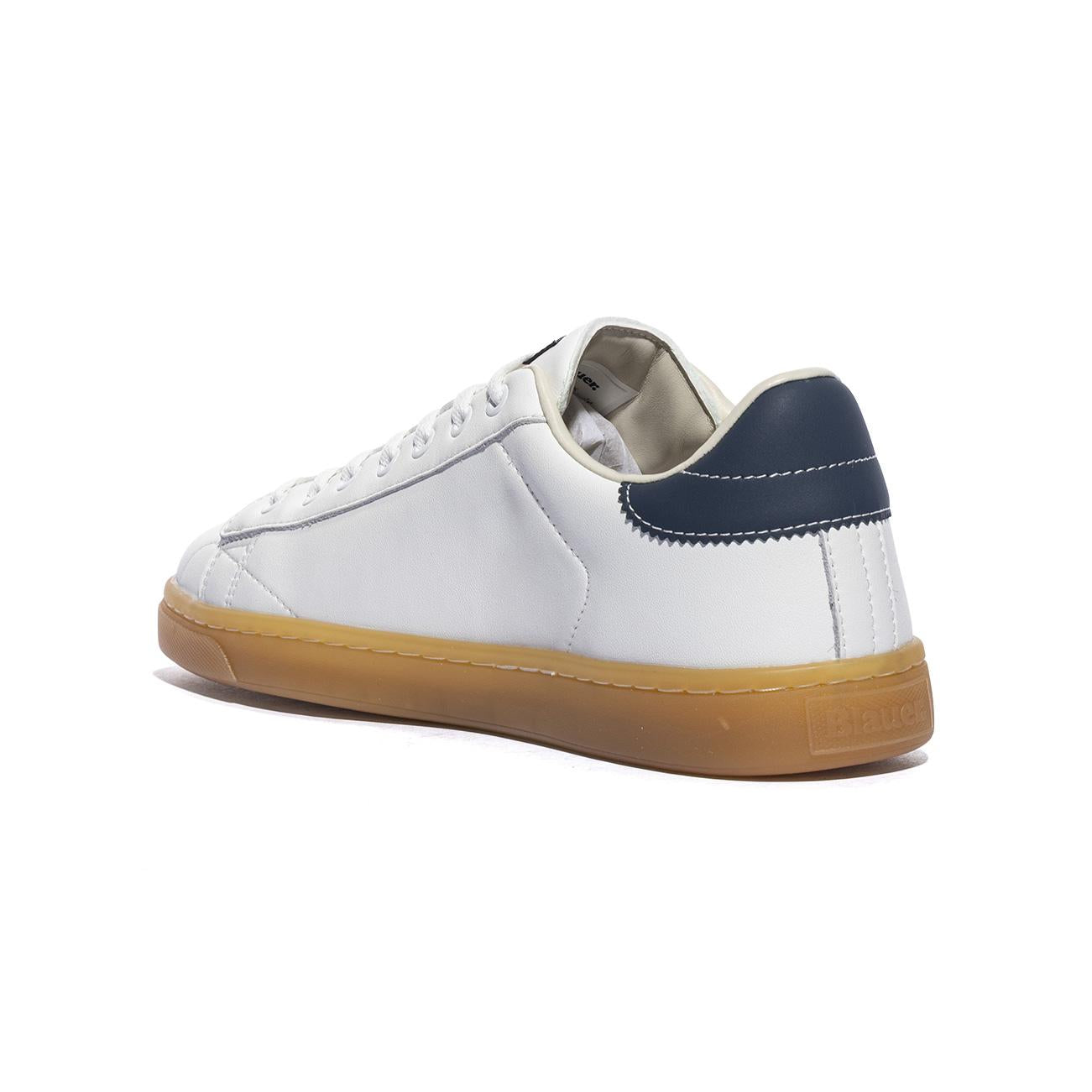 BLAUER S6LOWELL01 LEA WHITE NAVY Sneakers Uomo 