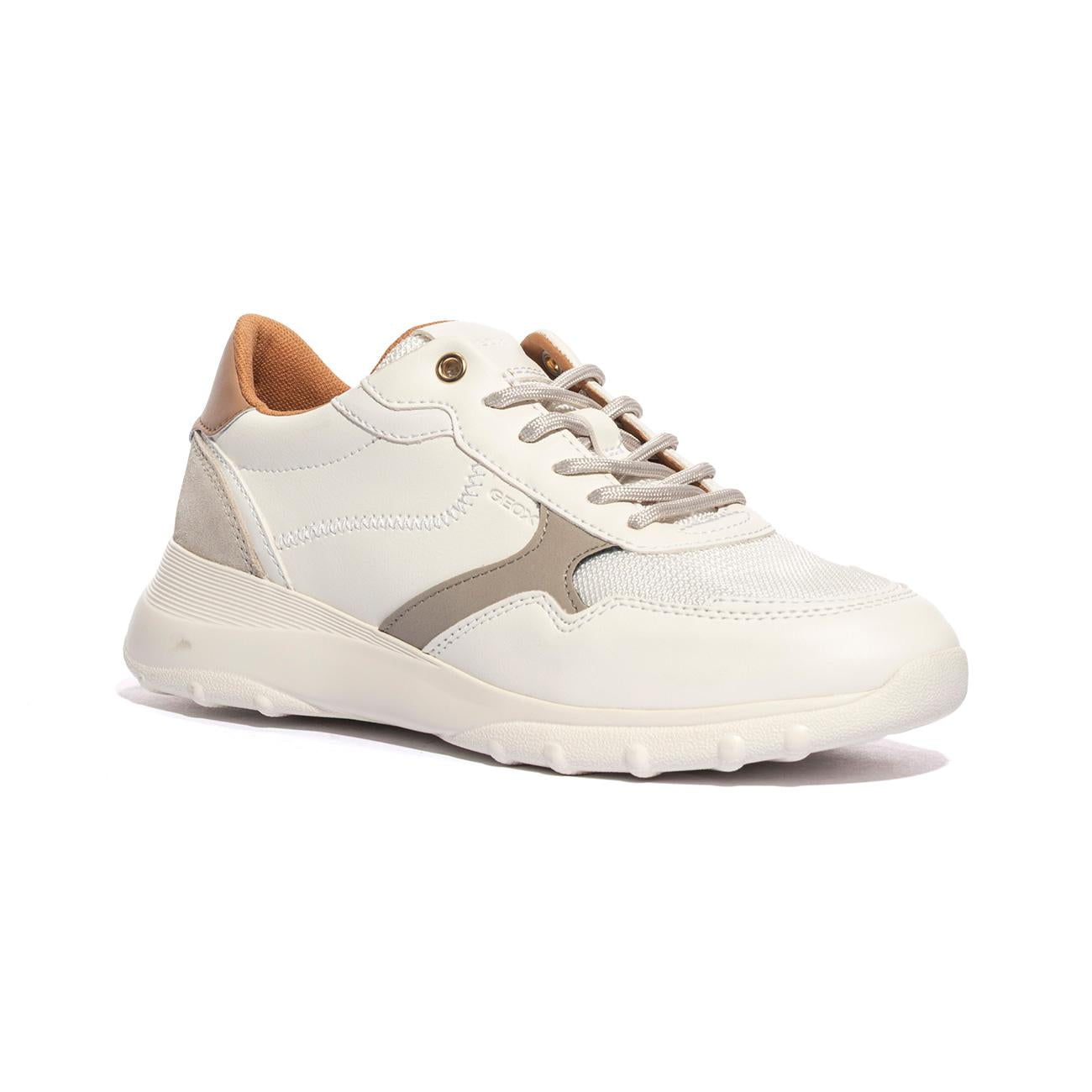 Sneakers Geox Alleniee Bianche D55LPAOPTIC WHITE LT TAUPE C1RH6 GEOX