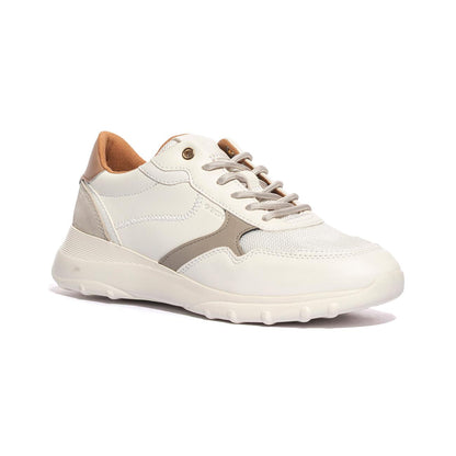 Sneakers Geox Alleniee Bianche D55LPAOPTIC WHITE LT TAUPE C1RH6 GEOX