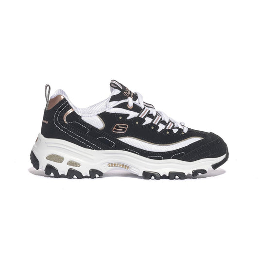 Sneakers Skechers D'LITES-DEVOTED FAN Bianche nere 13154BKRG SKECHERS