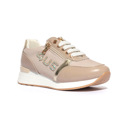 4US 42770 CORDA BEIGE GOLD Sneakers Bambina 