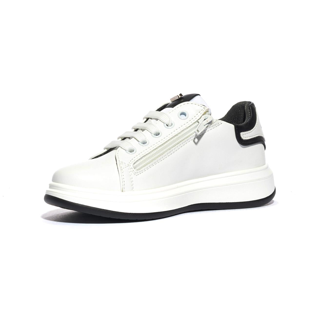 4US 43050 WHITE BLACK Sneakers Bambino 