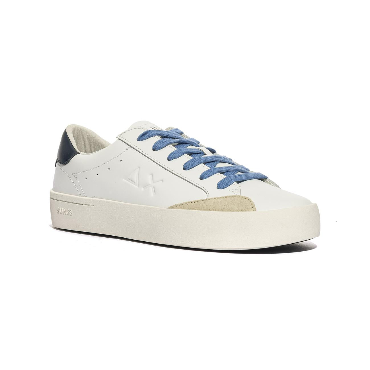 Sneakers Sun68 STREET LEATHER Bianche Z34140BIANCO NAVY BLUE SUN 68