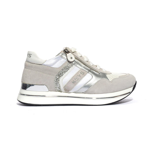 Sneakers Keys K7760 Bianche Argento K7760WHITE SILVER KEYS
