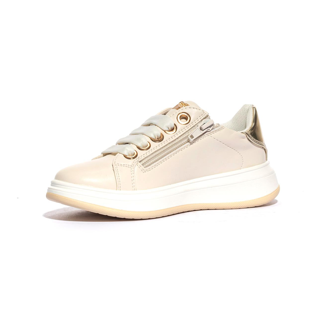 4US 42706 CREMA BEIGE GOLD Sneakers Bambina 
