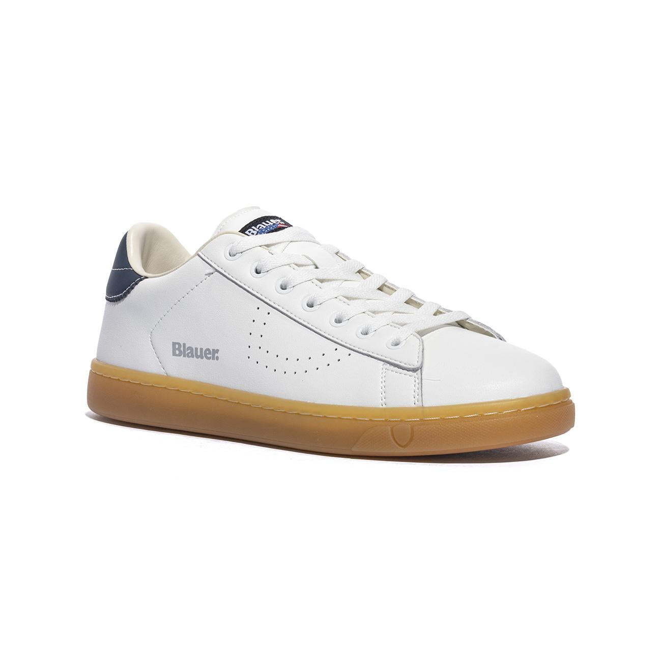 BLAUER S6LOWELL01 LEA WHITE NAVY Sneakers Uomo 