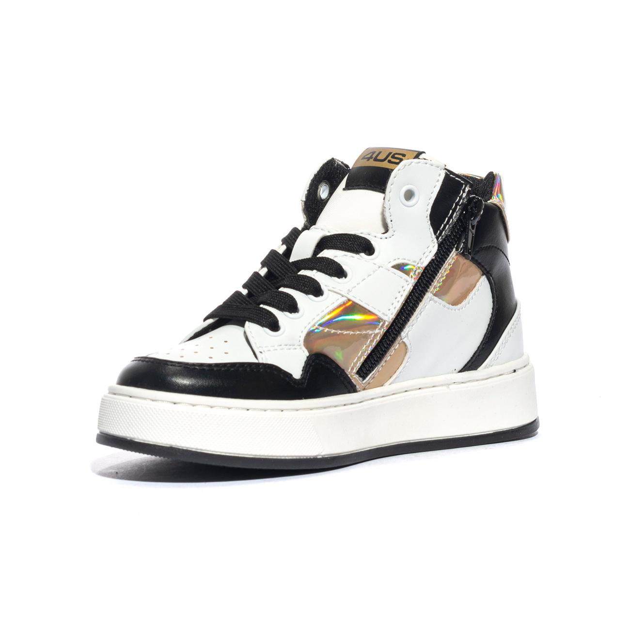4US 43062 BLACK WHITE Sneakers Bambina 
