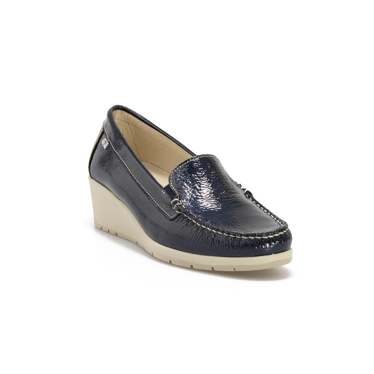 Mocassino Valleverde Pelle Lucida Blu 