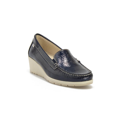 Mocassino Valleverde Pelle Lucida Blu 