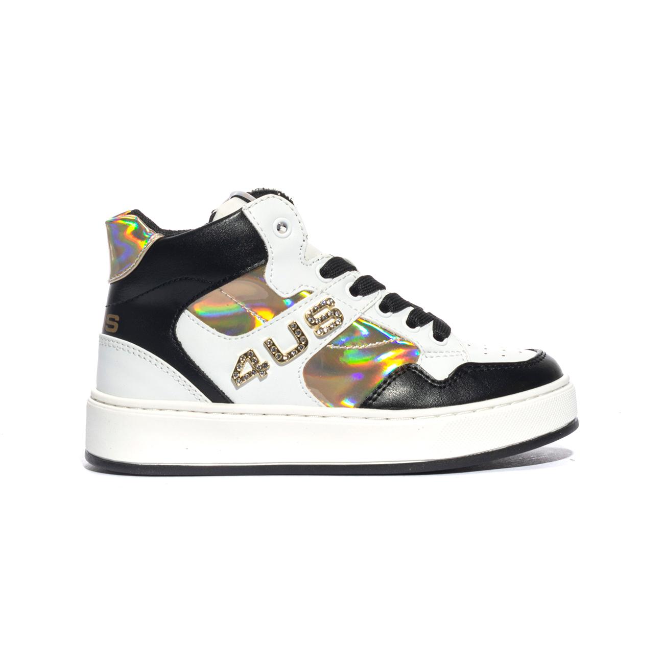 4US 43062 BLACK WHITE Sneakers Bambina 
