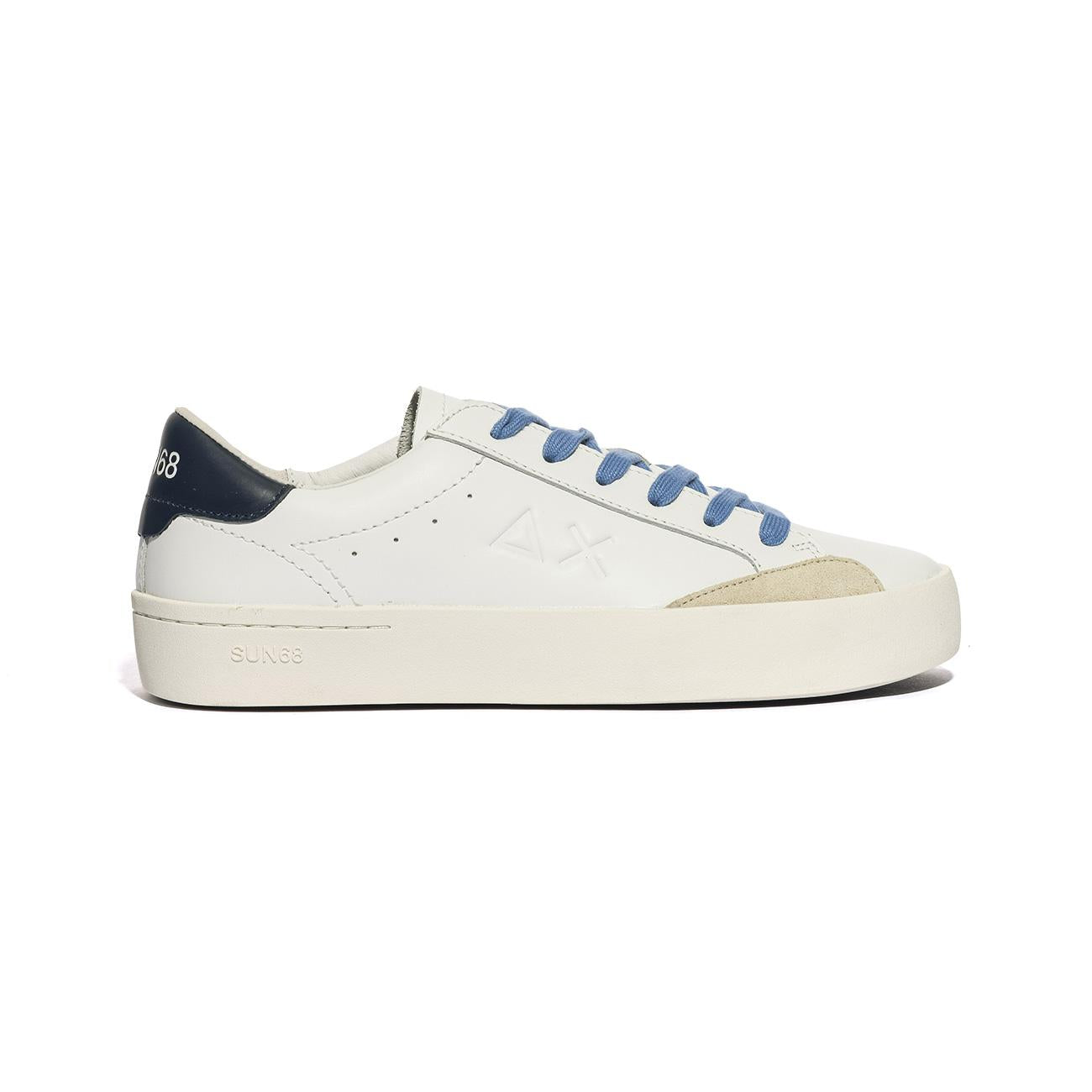 SUN 68 Z34140 BIANCO NAVY BLUE Sneakers Uomo 