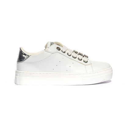 4US 42740 WHITE SILVER Sneakers Bambina 