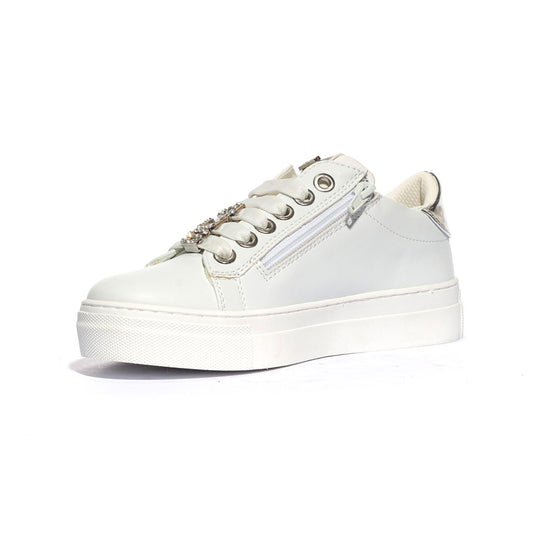 4US 42740 WHITE SILVER Sneakers Bambina 