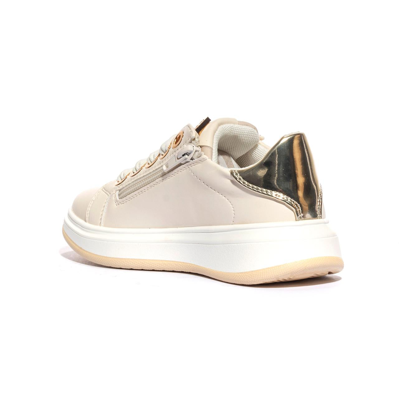4US 42706 CREMA BEIGE GOLD Sneakers Bambina 