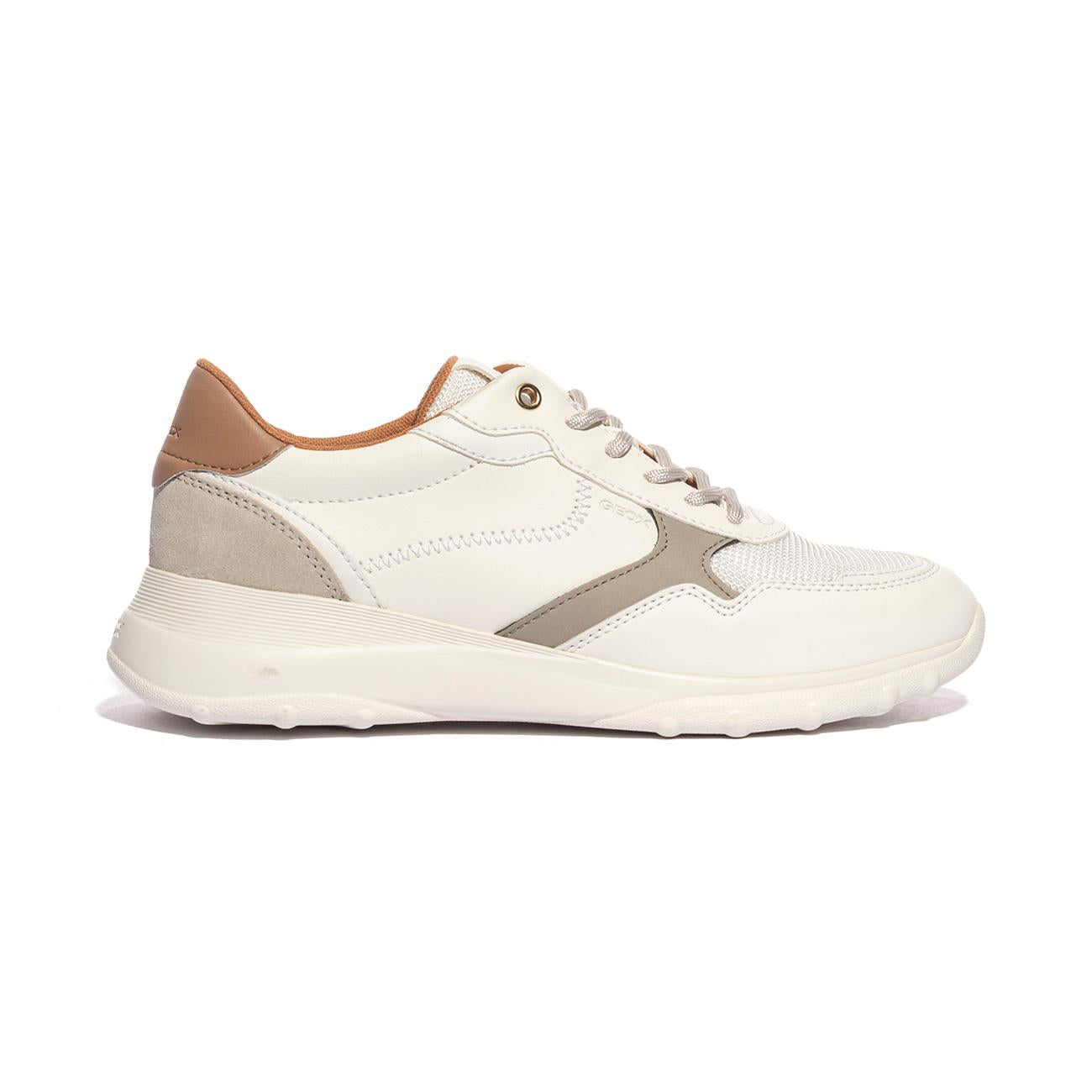 Sneakers Geox Alleniee Bianche D55LPAOPTIC WHITE LT TAUPE C1RH6 GEOX
