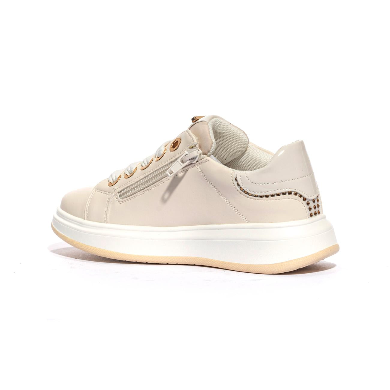 4US 42703 CREMA BEIGE Sneakers Bambina 