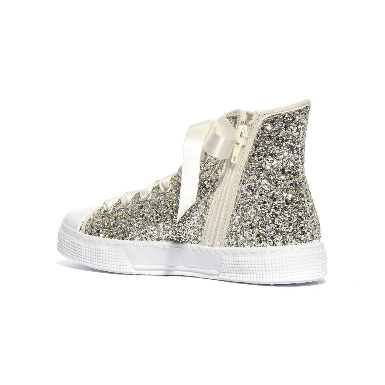 DXO C88 GLITTER PLATINO Sneakers Bambina 