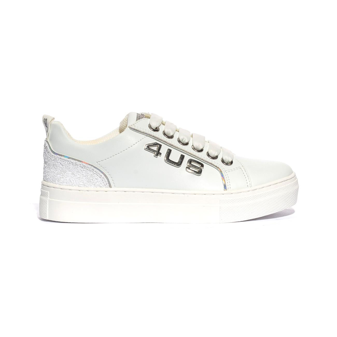 4US 42741 WHITE SILVER Sneakers Bambina 