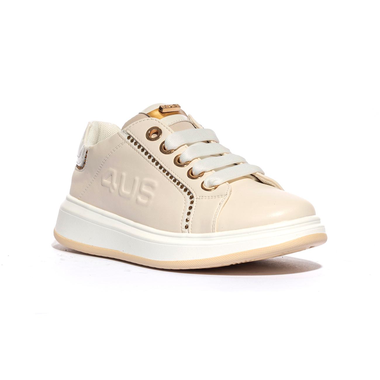 4US 42703 CREMA BEIGE Sneakers Bambina 