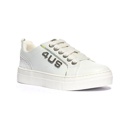 4US 42741 WHITE SILVER Sneakers Bambina 