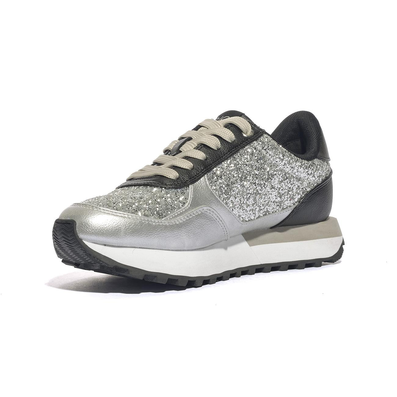 Sneakers liu Jo EVELY Grigie BF5057EX015S1S01GLITTER SILVER BLACK LIUJO