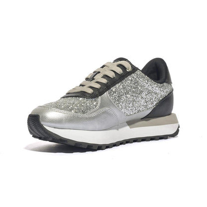 Sneakers liu Jo EVELY Grigie BF5057EX015S1S01GLITTER SILVER BLACK LIUJO